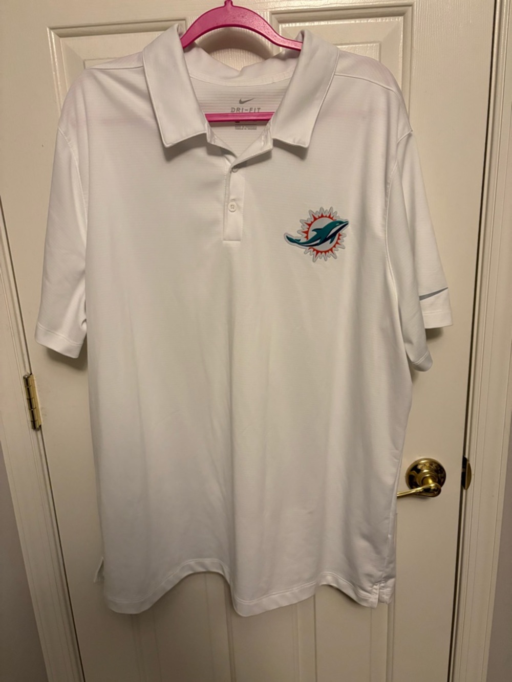 Nike White Dri-Fit Tee with Miami Dolphin Logo
